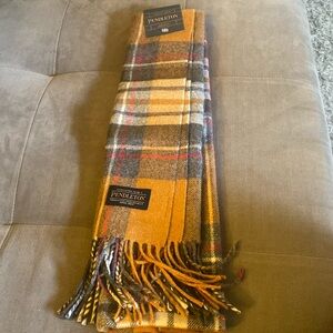 Pendleton scarf plaid with beige, gray, cream and red brand new with tags